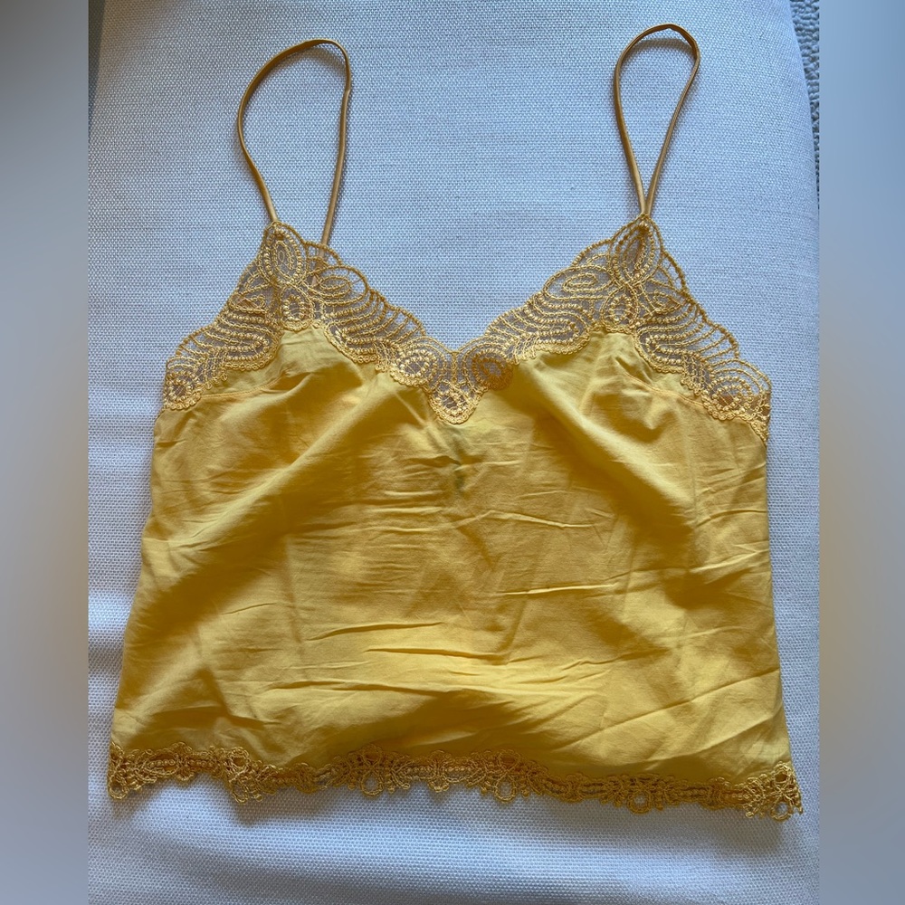 Yellow silk & cotton La Perla camisole